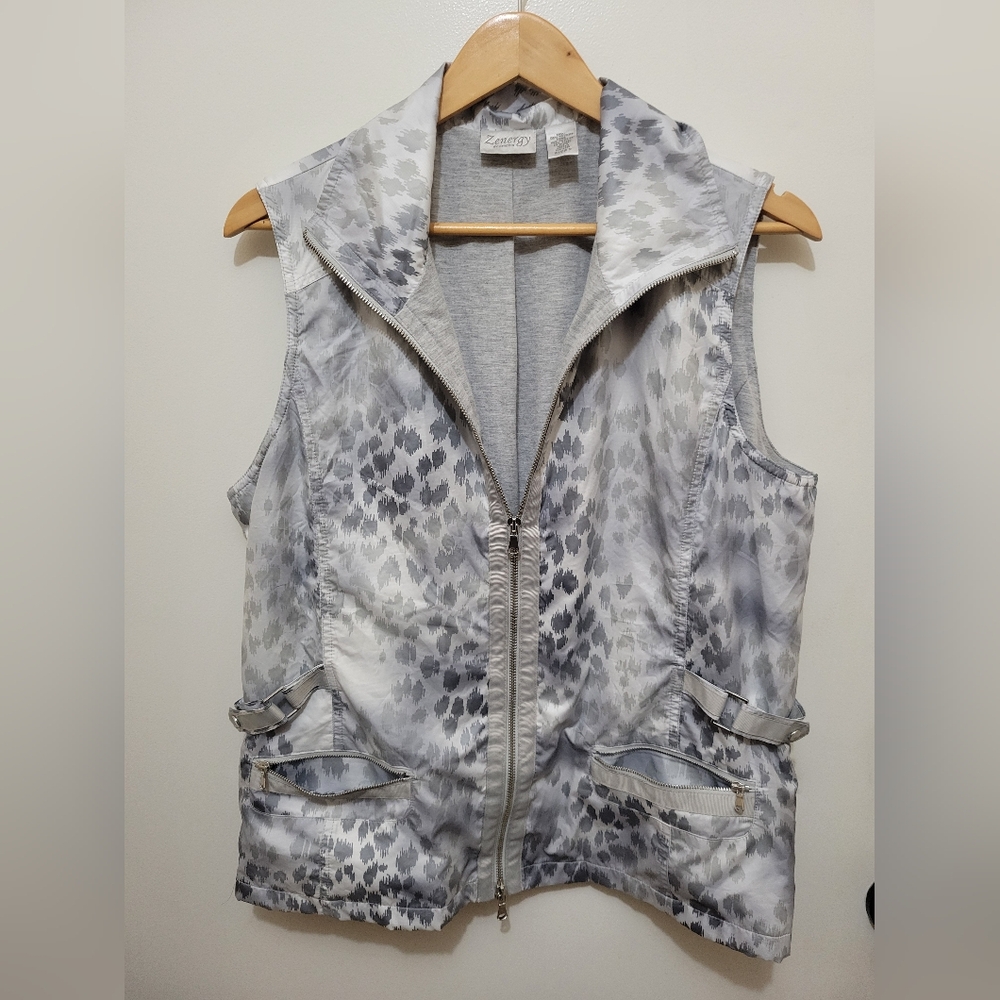 Chico's Patterned Gray Sleeveless Vest